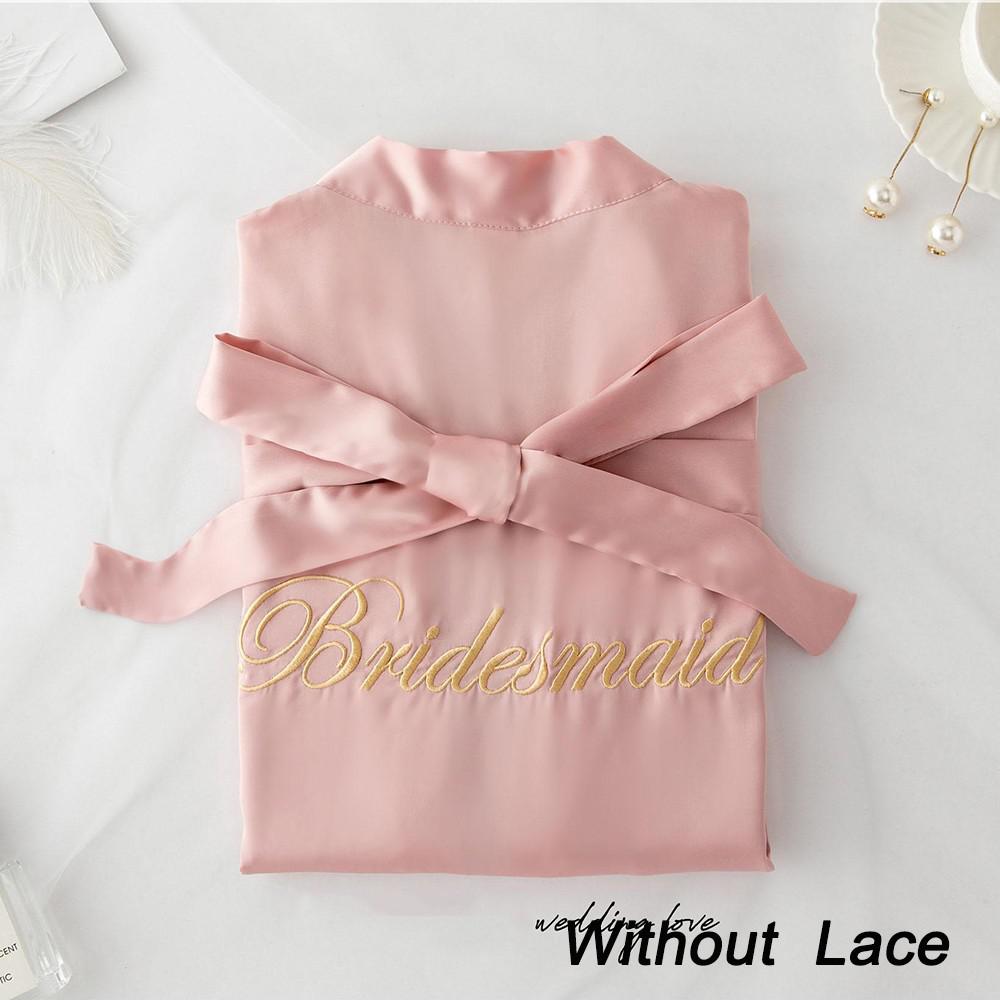 Summer Lace Sleepwear Bride&Bridemaid Wedding Robe Gown Solid Embroidery Kimono Bathrobe Women Casual Home Night Dress M L Xl