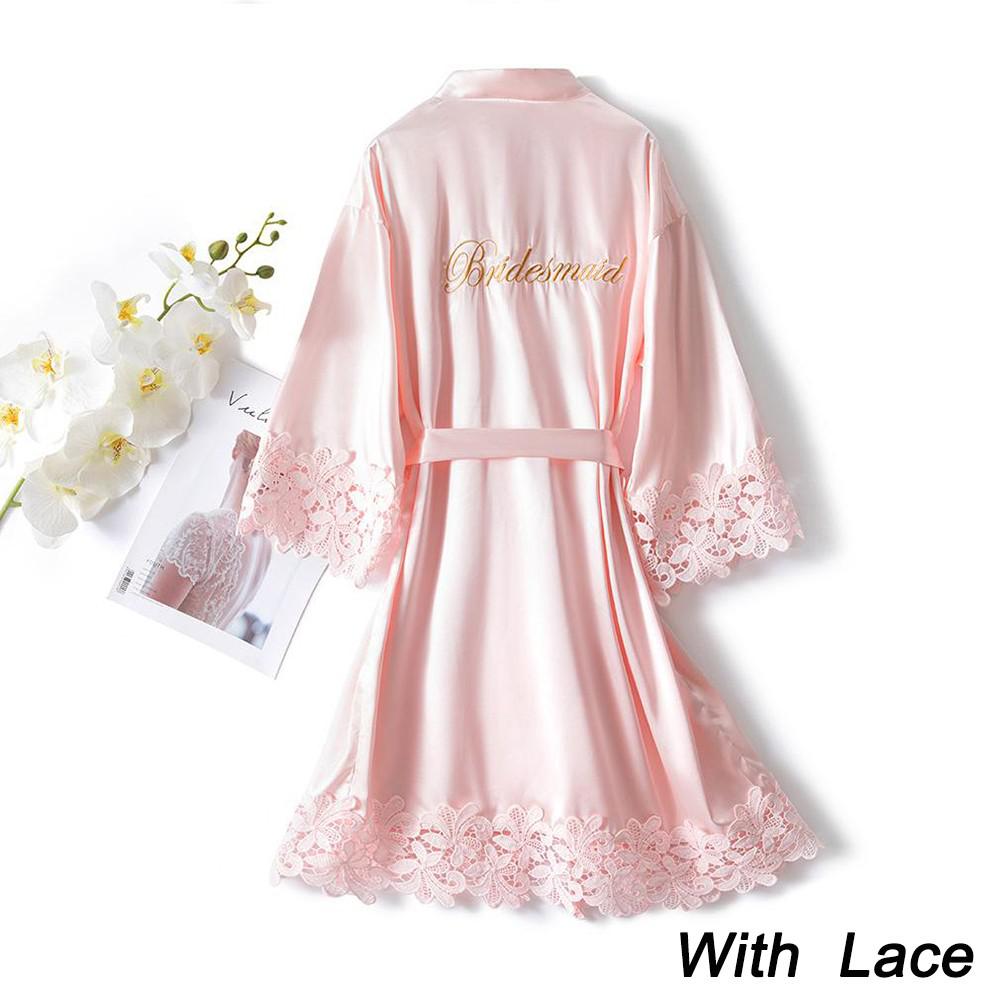Summer Lace Sleepwear Bride&Bridemaid Wedding Robe Gown Solid Embroidery Kimono Bathrobe Women Casual Home Night Dress M L Xl