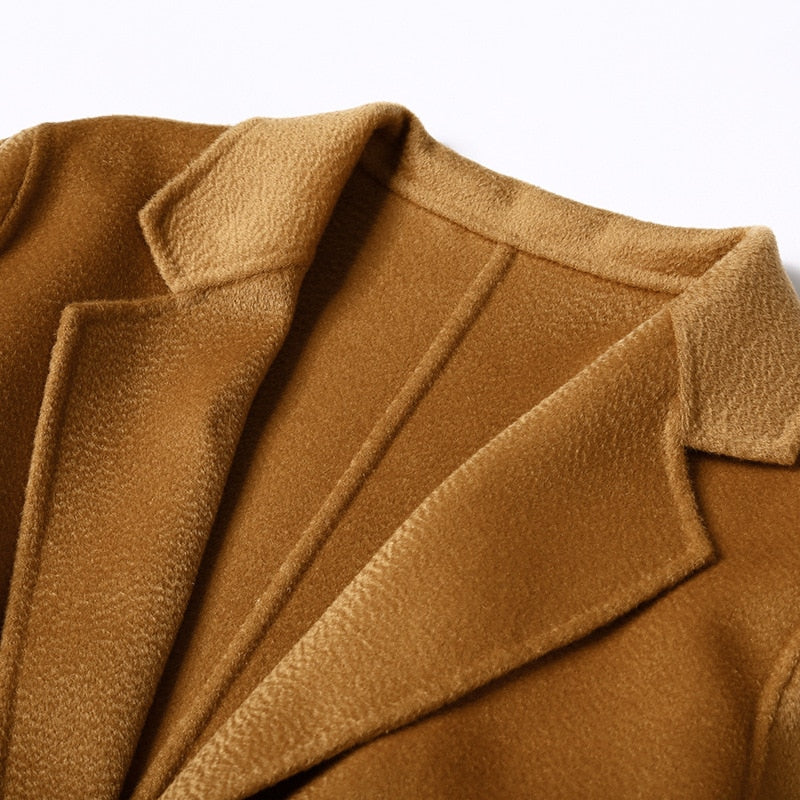 European and American water wave cashmere coat women's 2019 new medium and long winter wool coat double-sided women's cloth coat