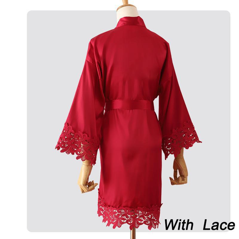 Summer Lace Sleepwear Bride&Bridemaid Wedding Robe Gown Solid Embroidery Kimono Bathrobe Women Casual Home Night Dress M L Xl