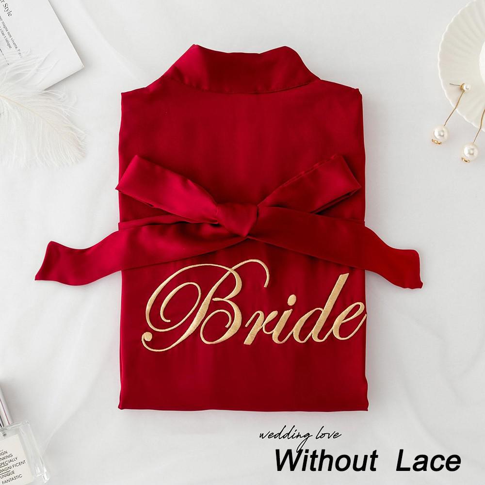 Summer Lace Sleepwear Bride&Bridemaid Wedding Robe Gown Solid Embroidery Kimono Bathrobe Women Casual Home Night Dress M L Xl