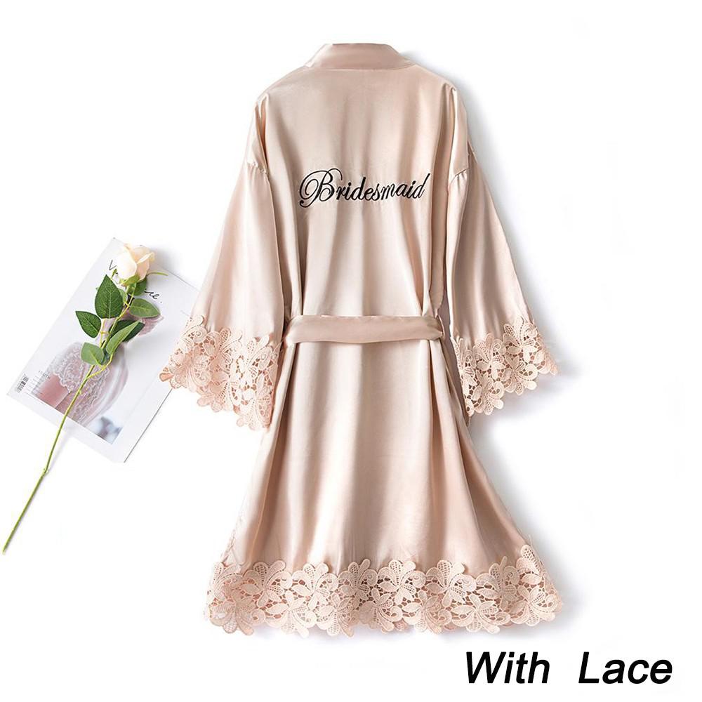 Summer Lace Sleepwear Bride&Bridemaid Wedding Robe Gown Solid Embroidery Kimono Bathrobe Women Casual Home Night Dress M L Xl