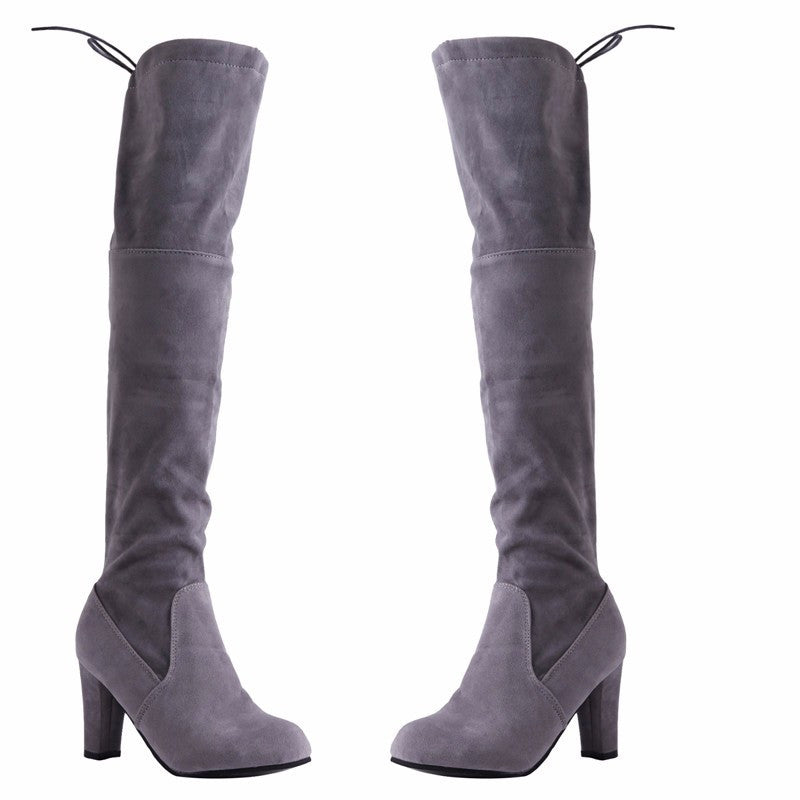 Stretch Faux Suede Women Slim Over-the-Knee Sexy Boots