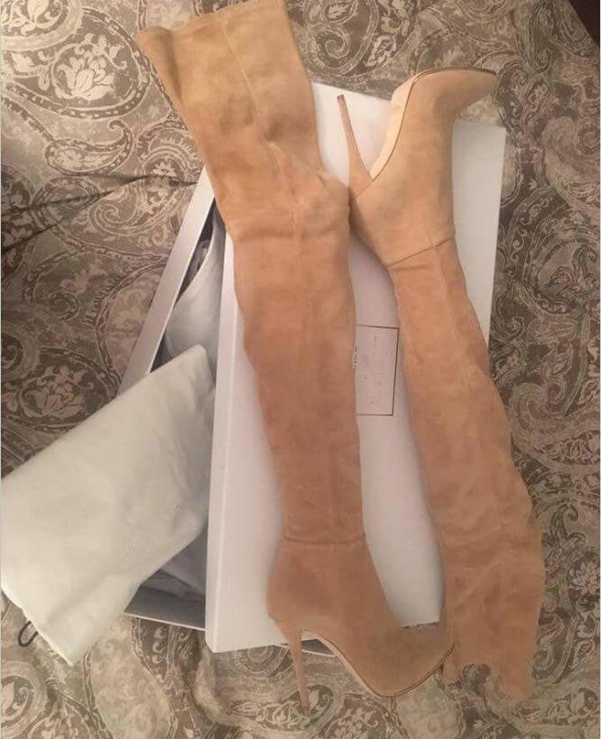 Suede Thigh High Sexy pointed boots