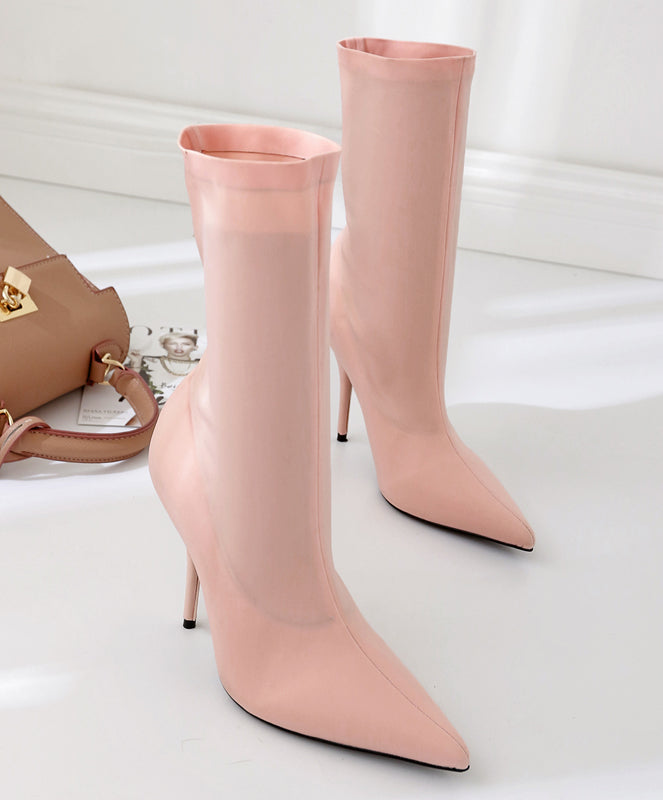 Sexy Pointed Toe Stretch Silk Elastic boots