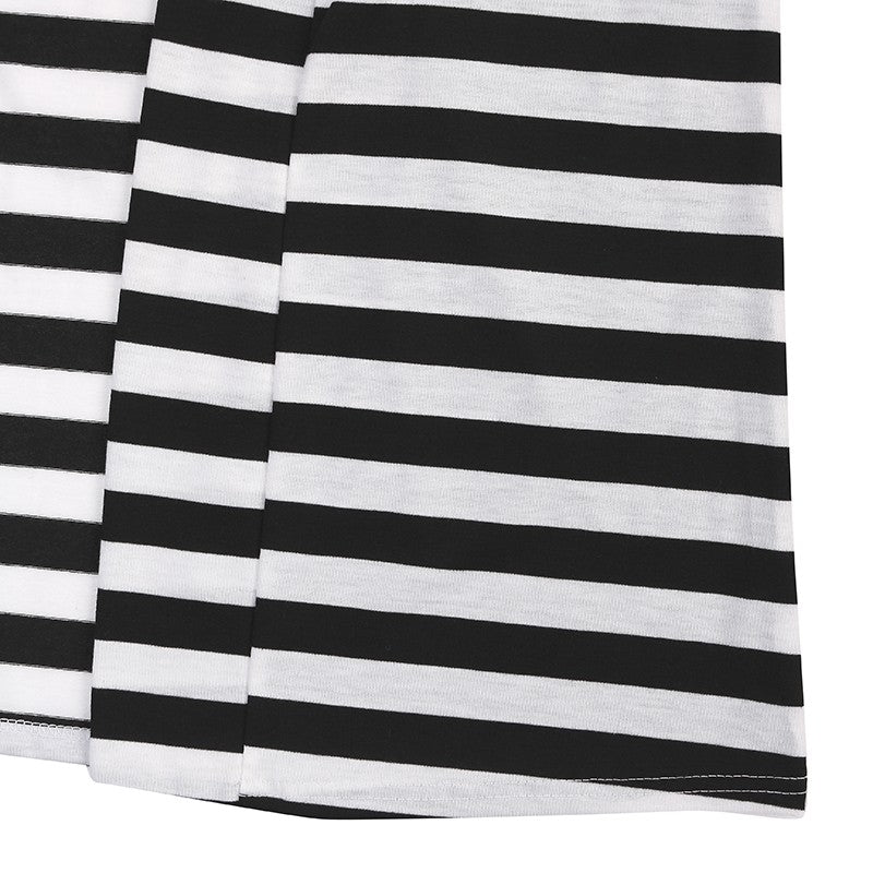 Striped Cardigan Long Sleeve elbow patchwork
