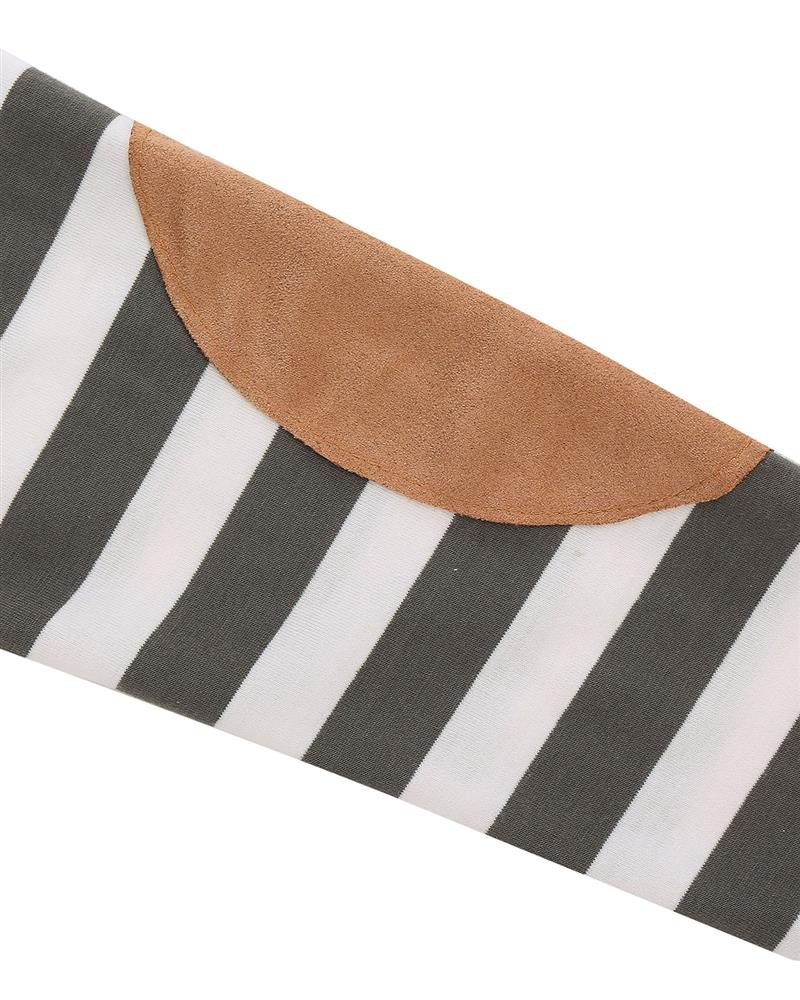 Striped Cardigan Long Sleeve elbow patchwork