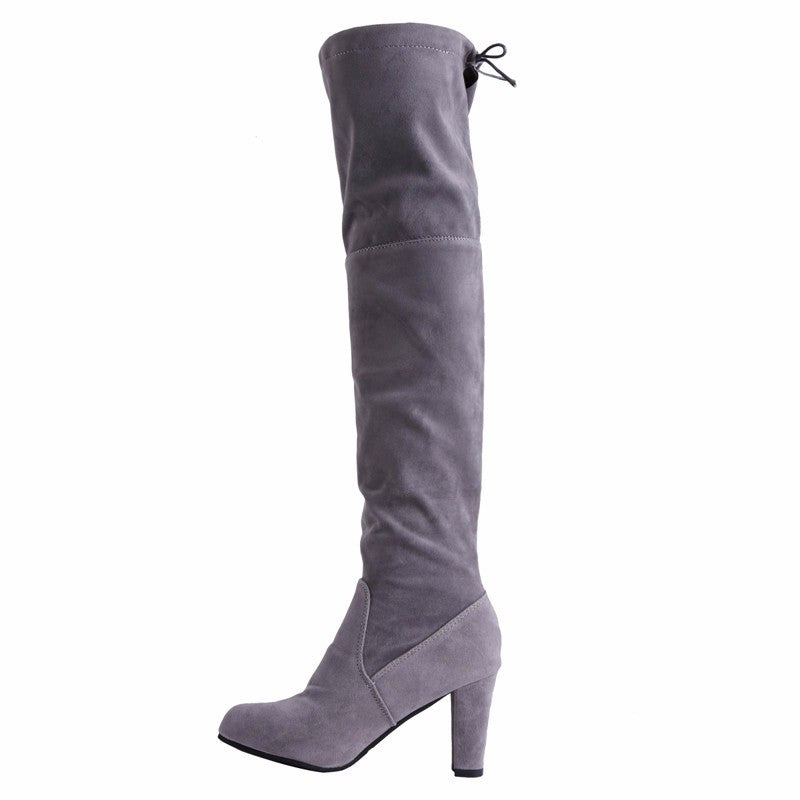 Stretch Faux Suede Women Slim Over-the-Knee Sexy Boots