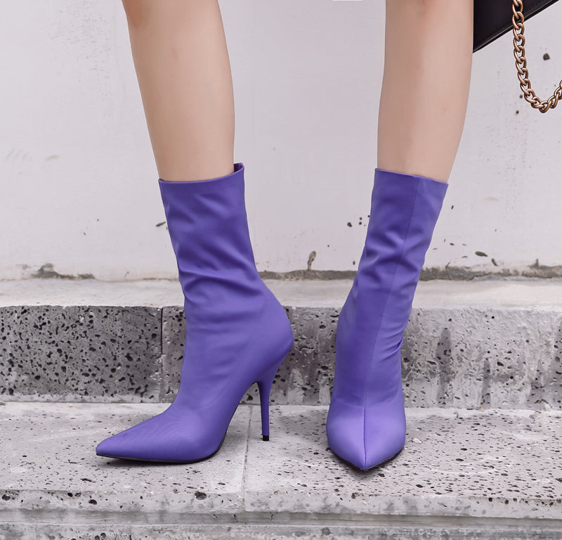 Sexy Pointed Toe Stretch Silk Elastic boots