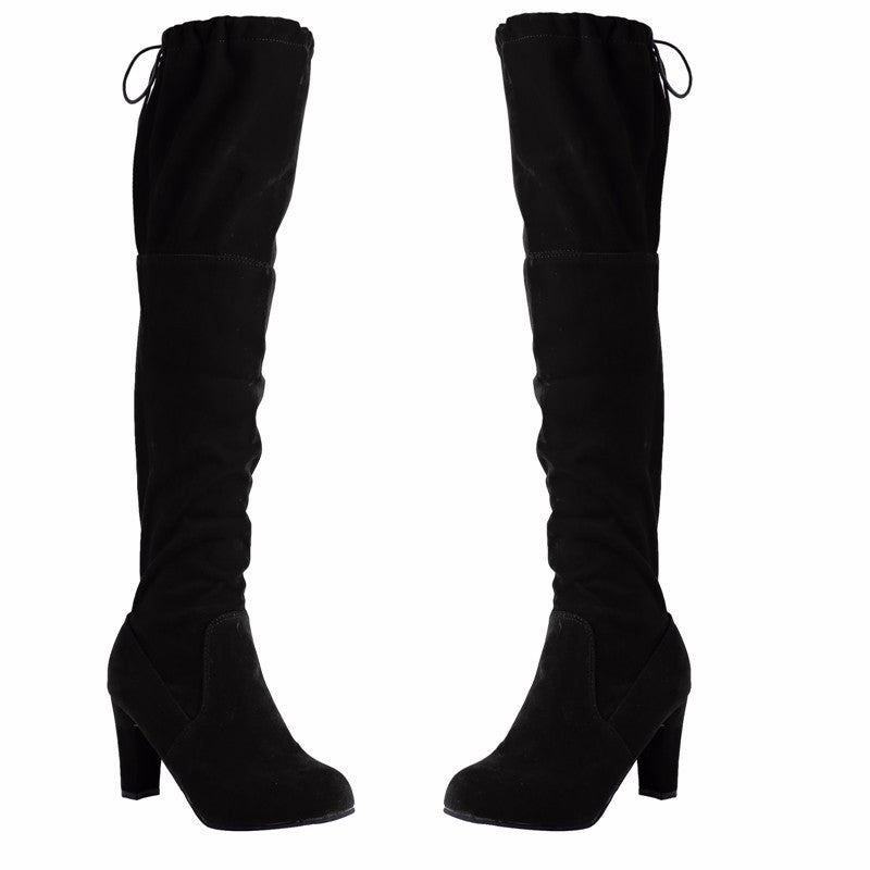 Stretch Faux Suede Women Slim Over-the-Knee Sexy Boots