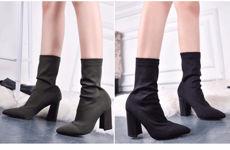 Thick heel outlet sock boots