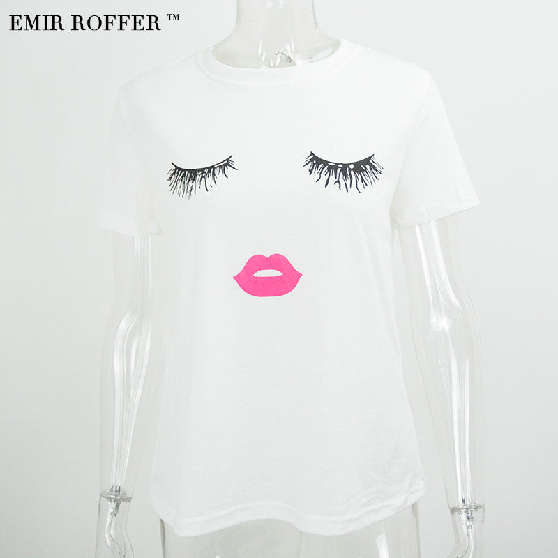 Eyelash Red Lips & Super Summer Print T-Shirts