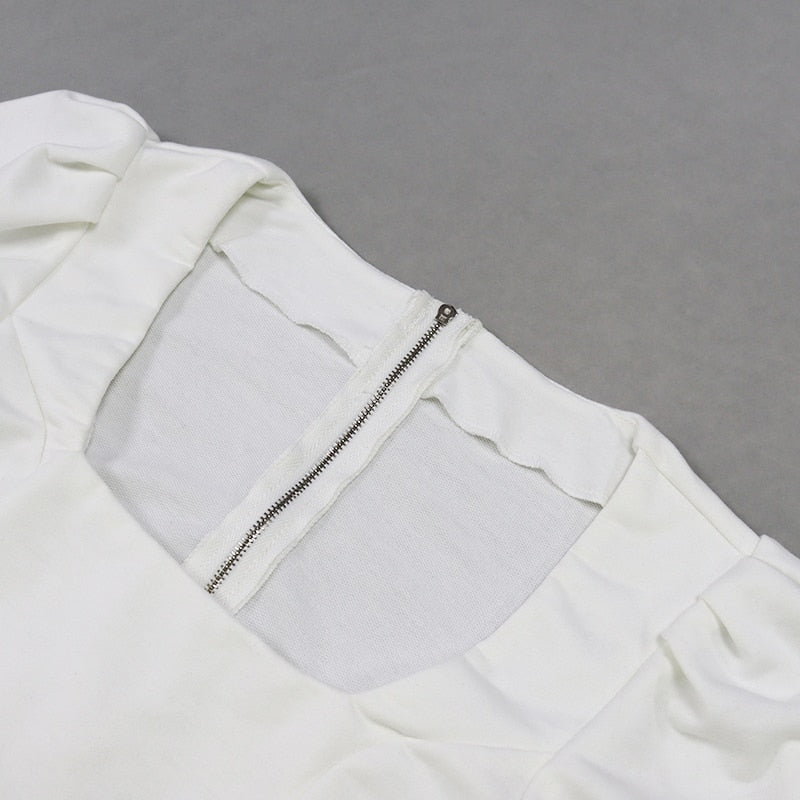 Square Collar Shorts Puff Sleeve Crop Top Two Piece Set Casual Outfit