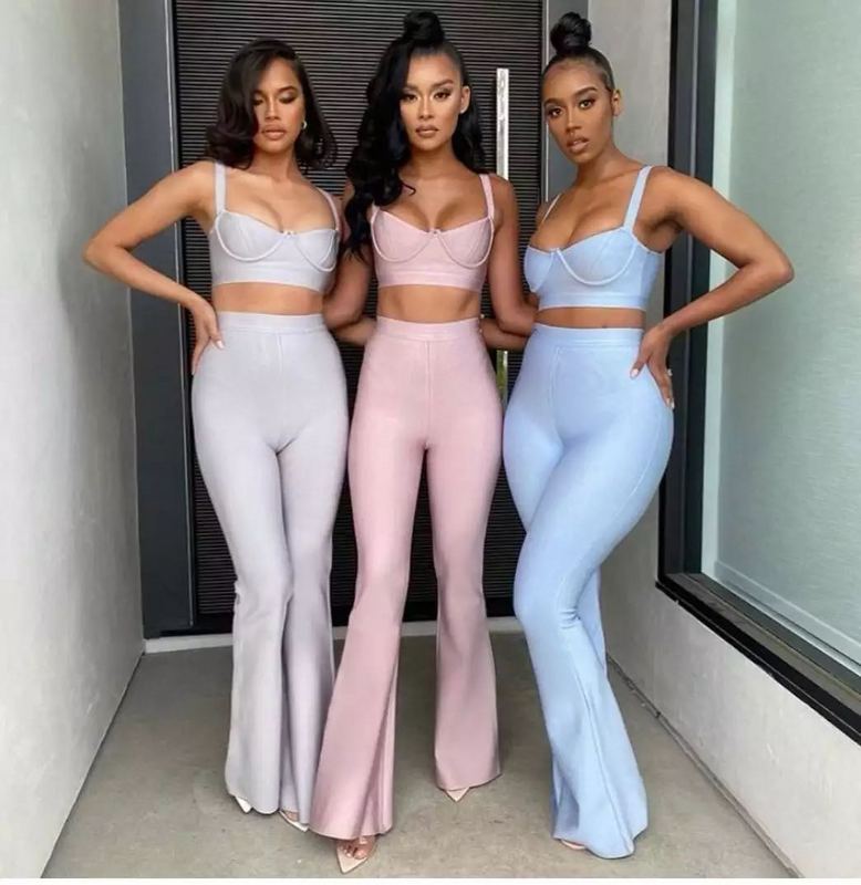 High quality Two Pieces Set Rayon Bandage Set Evening Party Sexy Outfit