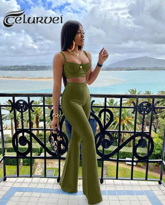 High quality Two Pieces Set Rayon Bandage Set Evening Party Sexy Outfit