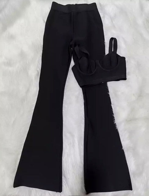 High quality Two Pieces Set Rayon Bandage Set Evening Party Sexy Outfit