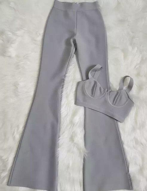 High quality Two Pieces Set Rayon Bandage Set Evening Party Sexy Outfit