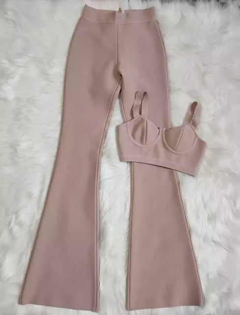 High quality Two Pieces Set Rayon Bandage Set Evening Party Sexy Outfit