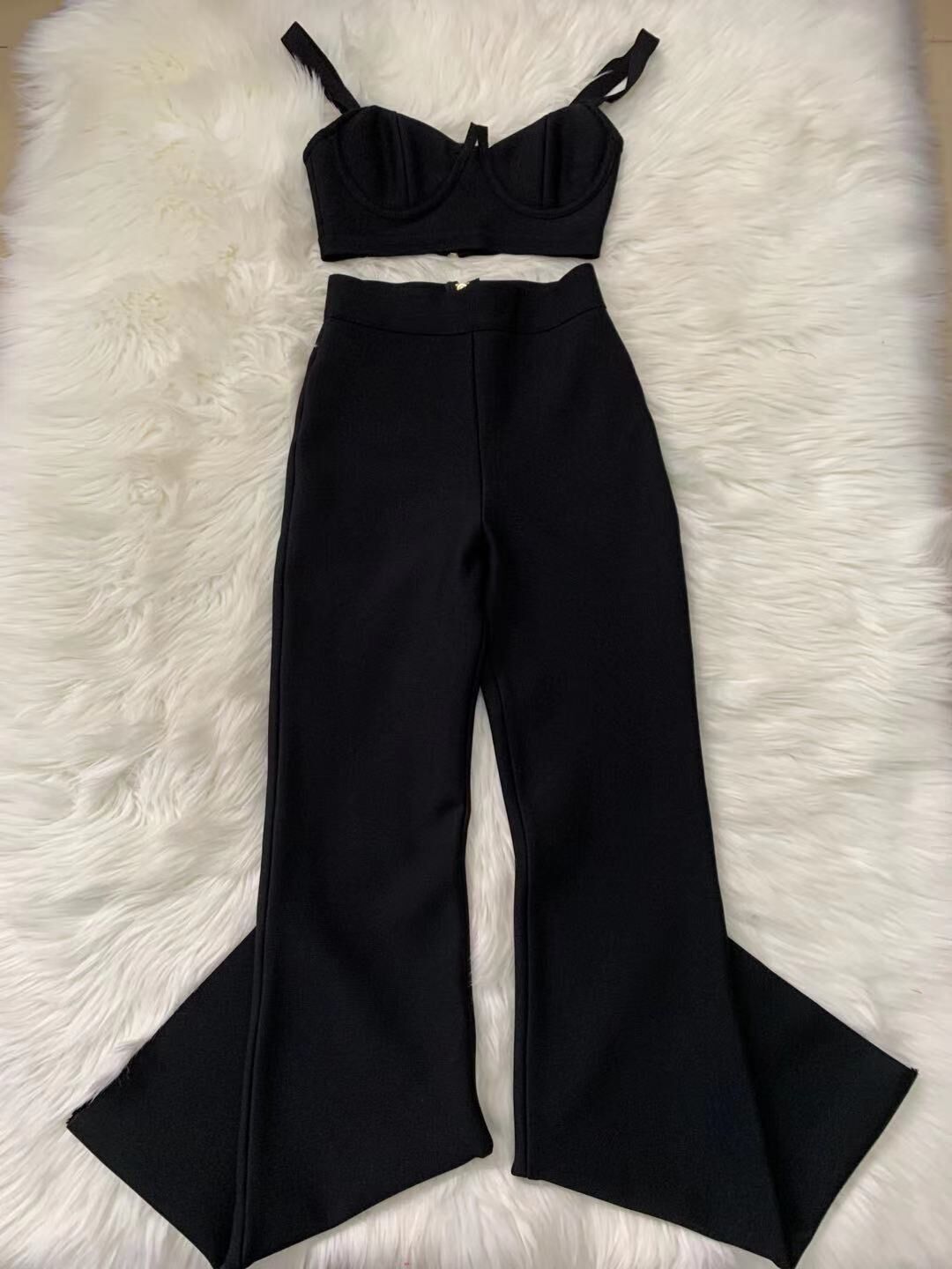 High quality Two Pieces Set Rayon Bandage Set Evening Party Sexy Outfit
