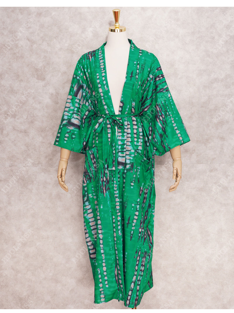 2021 New Boho Print Front Open Long Kimono Sexy Summer Beach Wear Cardigan Robe Tunic