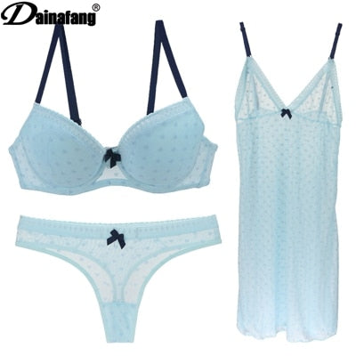 Dainafang Merk Lingerie 36/80 38/85 40/90 42/95 Bc Cup Beha En Korte Sexy Kleding Nachtjapon Ondergoed Sets Slipje Voor Vrouwen
