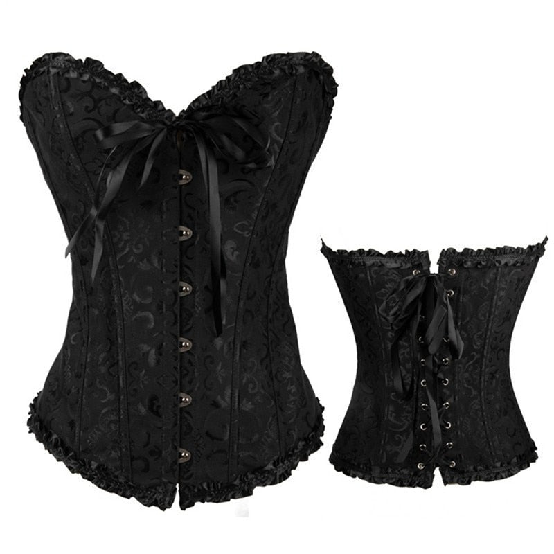 Gothic Corset Corselette Women's Corsets Steampunk Plus Size Overbust Corsage White Bodice Tops Sexy Lace Up Bustier S-6XL