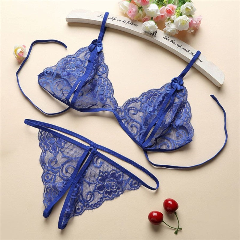 Sexy Lingerie Women Push Up With Lace Straps Transparent Bra Panties Embroidered See Through Comfortable Lingerie Sets Bras