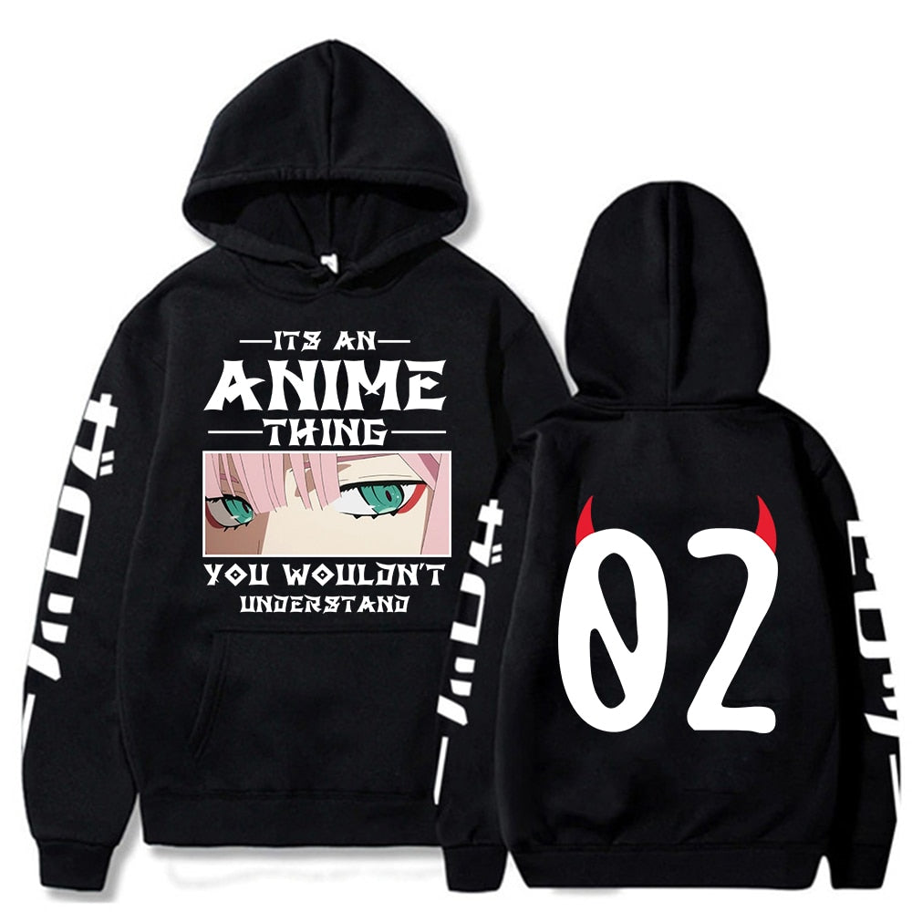 Anime Darling In The Franxx Zero Two Hoodies Harajuku Casual Streetwear Graphic Sweatshirts Unisex Hoodies