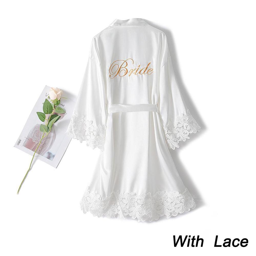 Summer Lace Sleepwear Bride&Bridemaid Wedding Robe Gown Solid Embroidery Kimono Bathrobe Women Casual Home Night Dress M L Xl