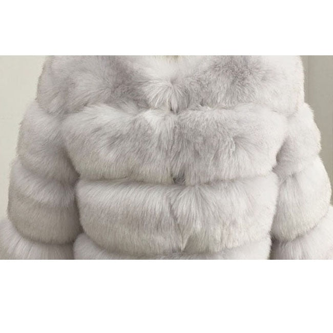 ZADORIN New Fashion Short Winter Faux Fox Fur Coat Women Luxury Stand Fur Collar Thick Warm Furry Jacket Faux Fur Cropped Top