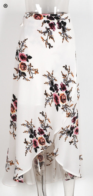 Vintage Floral Print Long Summer Elegant Beach Maxi Boho High Waist Skirt