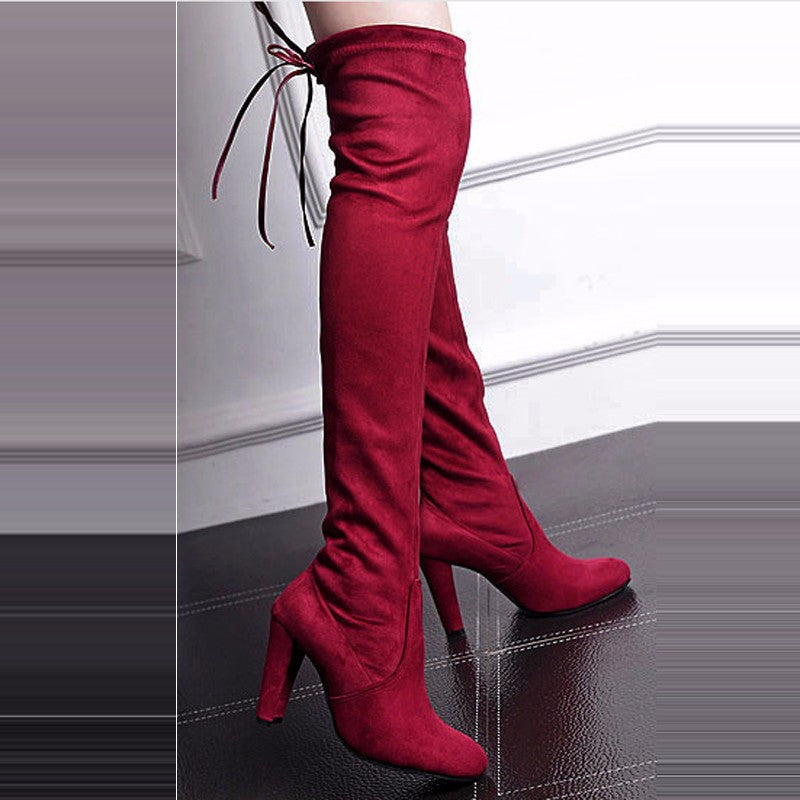 Stretch Faux Suede Women Slim Over-the-Knee Sexy Boots