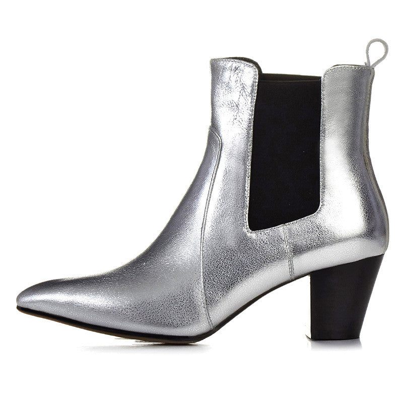 Bright Silver Gold Ankle Boots – So Chic Fashions