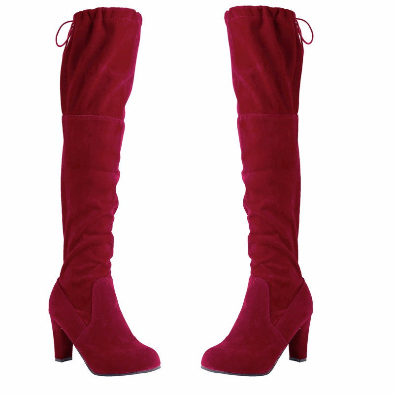 Stretch Faux Suede Women Slim Over-the-Knee Sexy Boots