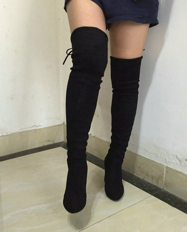Women Stretch Suede Slim Thigh High Sexy boots