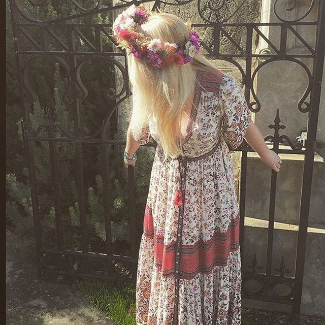 BOHO Inspired Maxi Floral Print V-Neck Button down tassel drawstring long summer dress