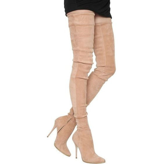 Suede Thigh High Sexy pointed boots