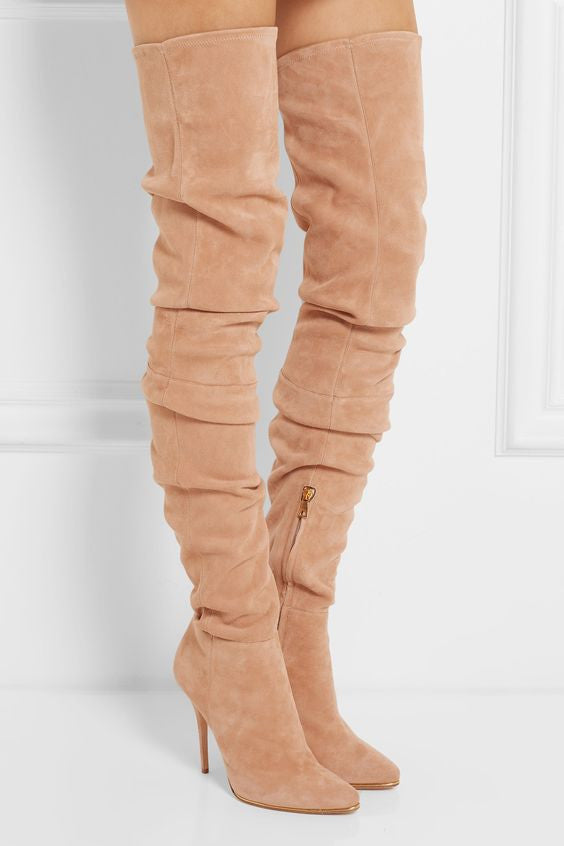 Suede Thigh High Sexy pointed boots