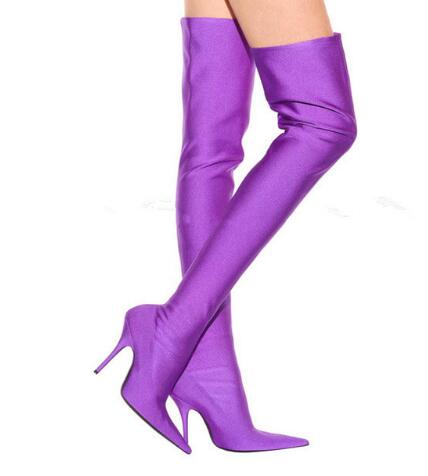 Sexy Silk Elastic Pointed Stretch Over the knee High Boots