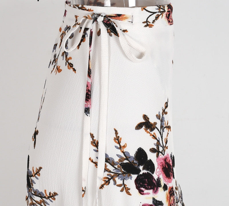 Vintage Floral Print Long Summer Elegant Beach Maxi Boho High Waist Skirt
