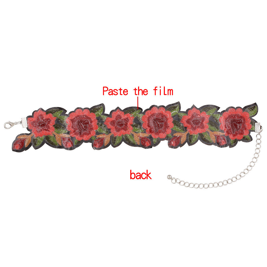 Rose Flower Sexy Boho Handmade Embroidered Floral Statement Choker Necklace