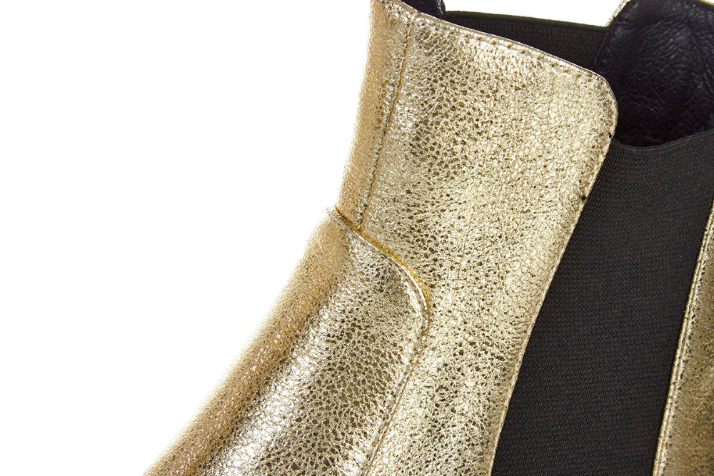Bright Silver Gold Ankle Boots