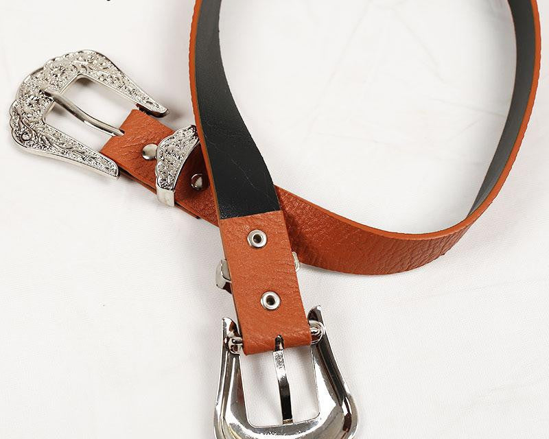 Fashion PU Leather Double Buckle High Quality Waist Vintage Belt