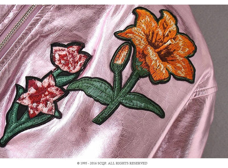 Satin embroidered hotsell bomber jacket womens