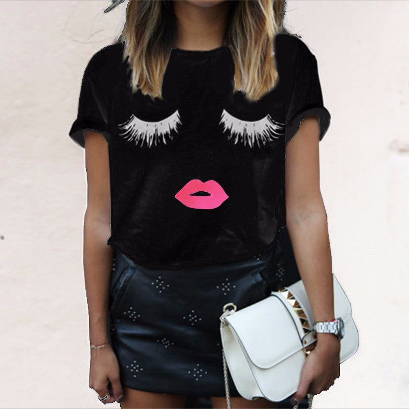 Eyelash Red Lips & Super Summer Print T-Shirts