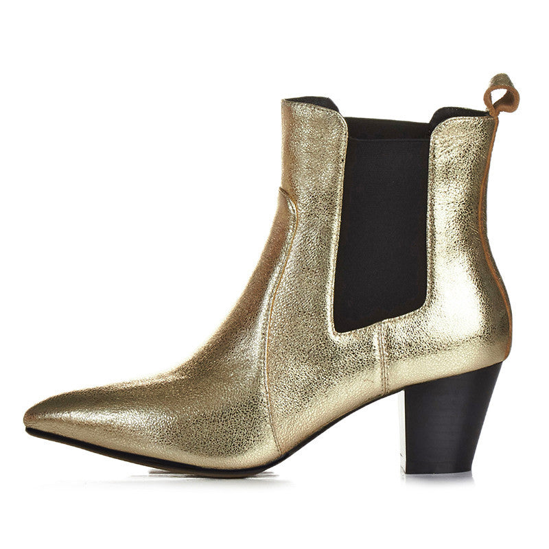 Bright Silver Gold Ankle Boots – So Chic Fashions