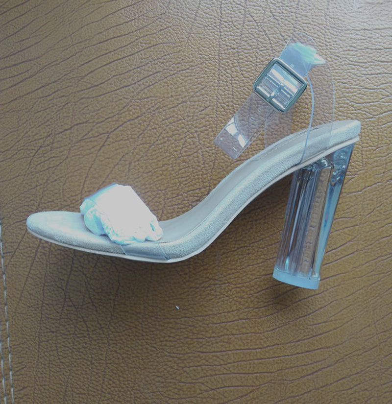 Transparent Open Toed Ankle Strap Crystal Clear Heel
