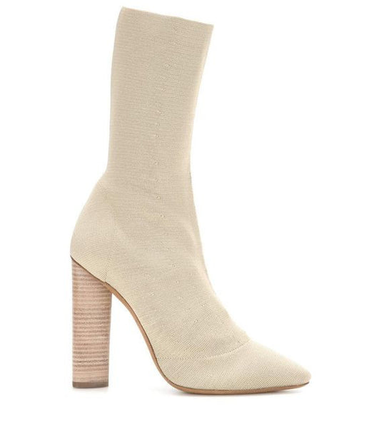 Knit low boots Stretch fabric Slip on pointed toe boots – So Chic Fashions