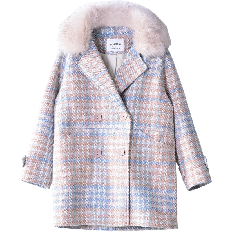 Warm Woolen Blends Elegant Double Breasted Coat